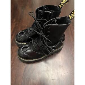 Dr. Martens Leather Platform Boots Jadon Harness Black, Size US 6-Women 5-Men